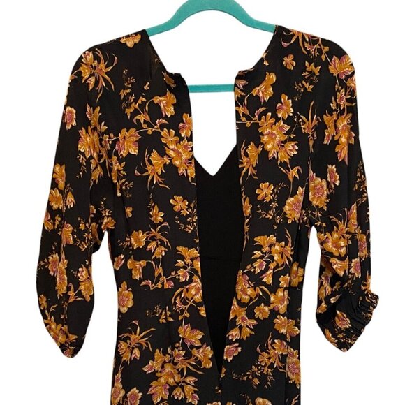 Anthropologie Kachel Hazel Dress Womens Size 4 Silk Blend Midi Floral Boho - Picture 5 of 8